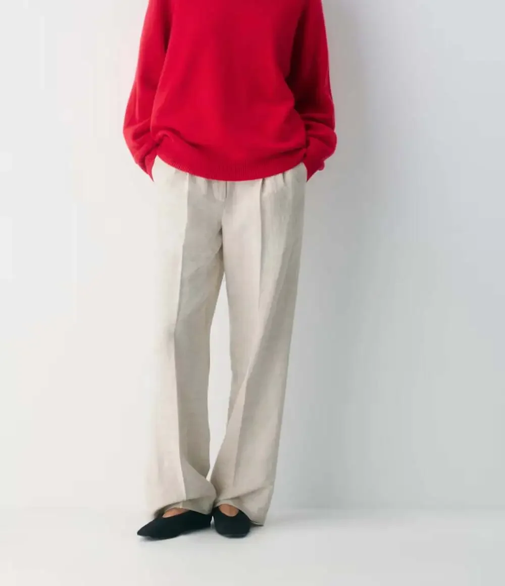 Aritzia The Effortless Pant CruiseLinen in Natural Ecru Size 2 Wide Leg